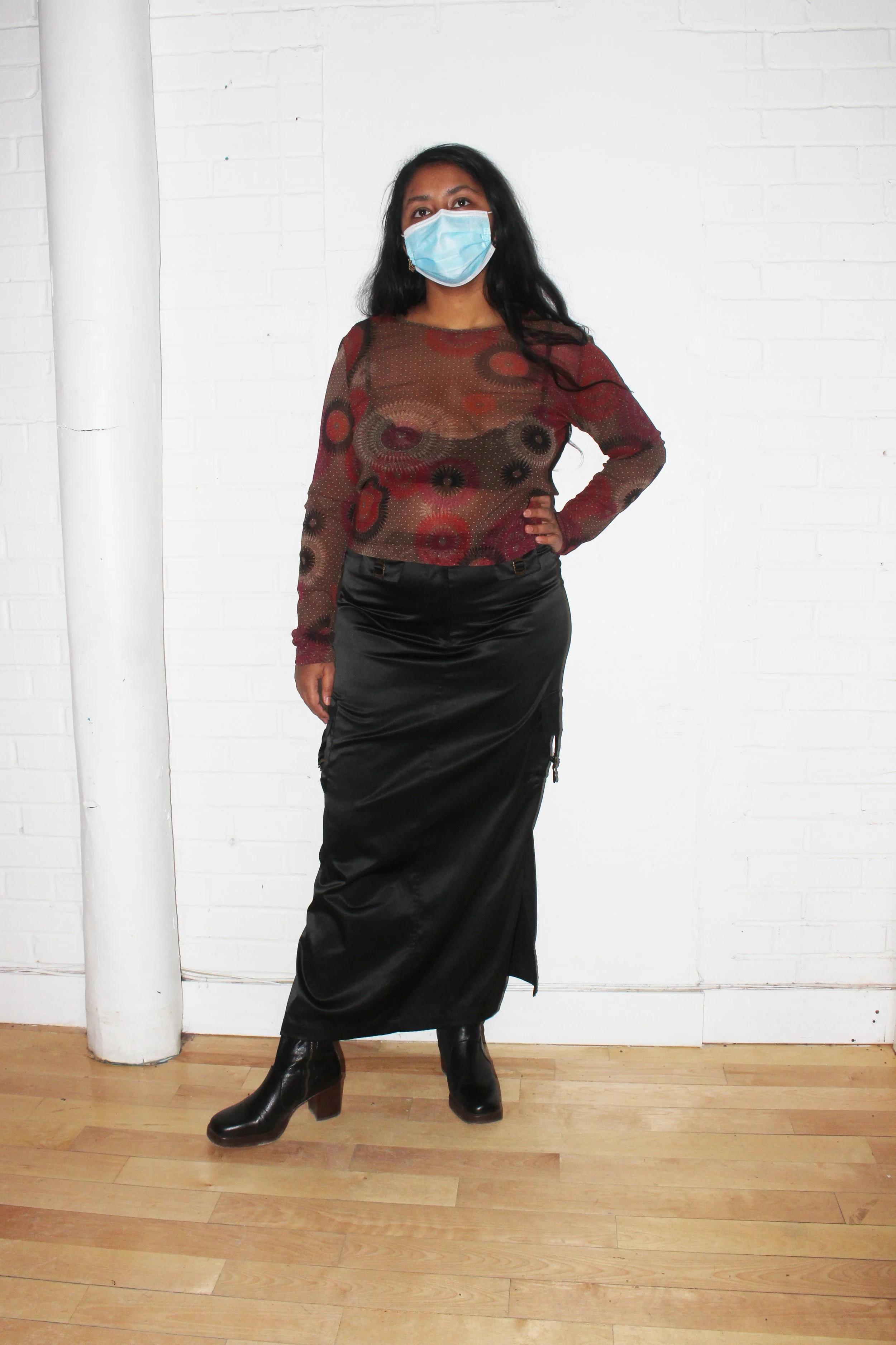 Black Satin Cargo Skirt - L — CITIZEN VINTAGE